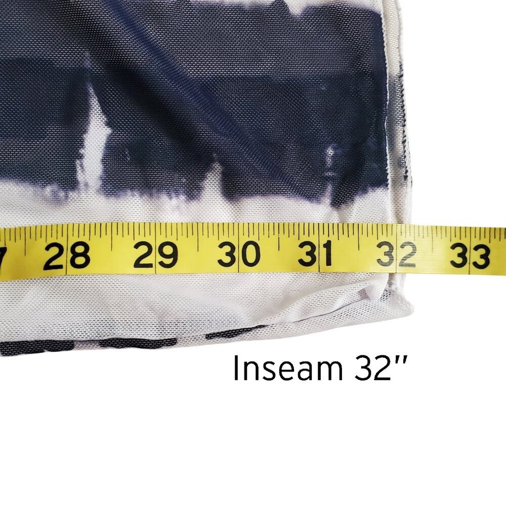 Tie Dye Transparent Mesh Beach Pants High Waist Wide Leg White & Navy Blue M - Picture 9 of 11